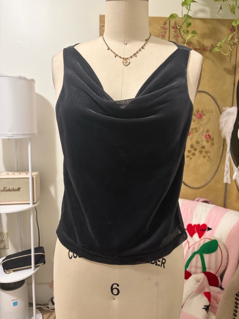 Soprano Black Cowl Neck Camisole